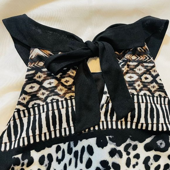 Maurices Womens Sz L Large Sleeveless Blouse Animal Tank Dressy Top Tie in Back - Picture 10 of 14